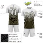 Personalized Olive White Sublimation Salute To Service Soccer Uniform Jersey Team Custom Name and Number