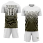 Personalized Olive White Sublimation Salute To Service Soccer Uniform Jersey Team Custom Name and Number
