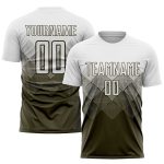 Personalized Olive White Sublimation Salute To Service Soccer Uniform Jersey Team Custom Name and Number