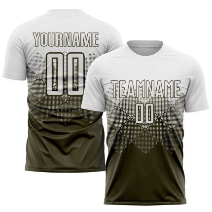 Personalized Olive White Sublimation Salute To Service Soccer Uniform Jersey Team Custom Name and Number