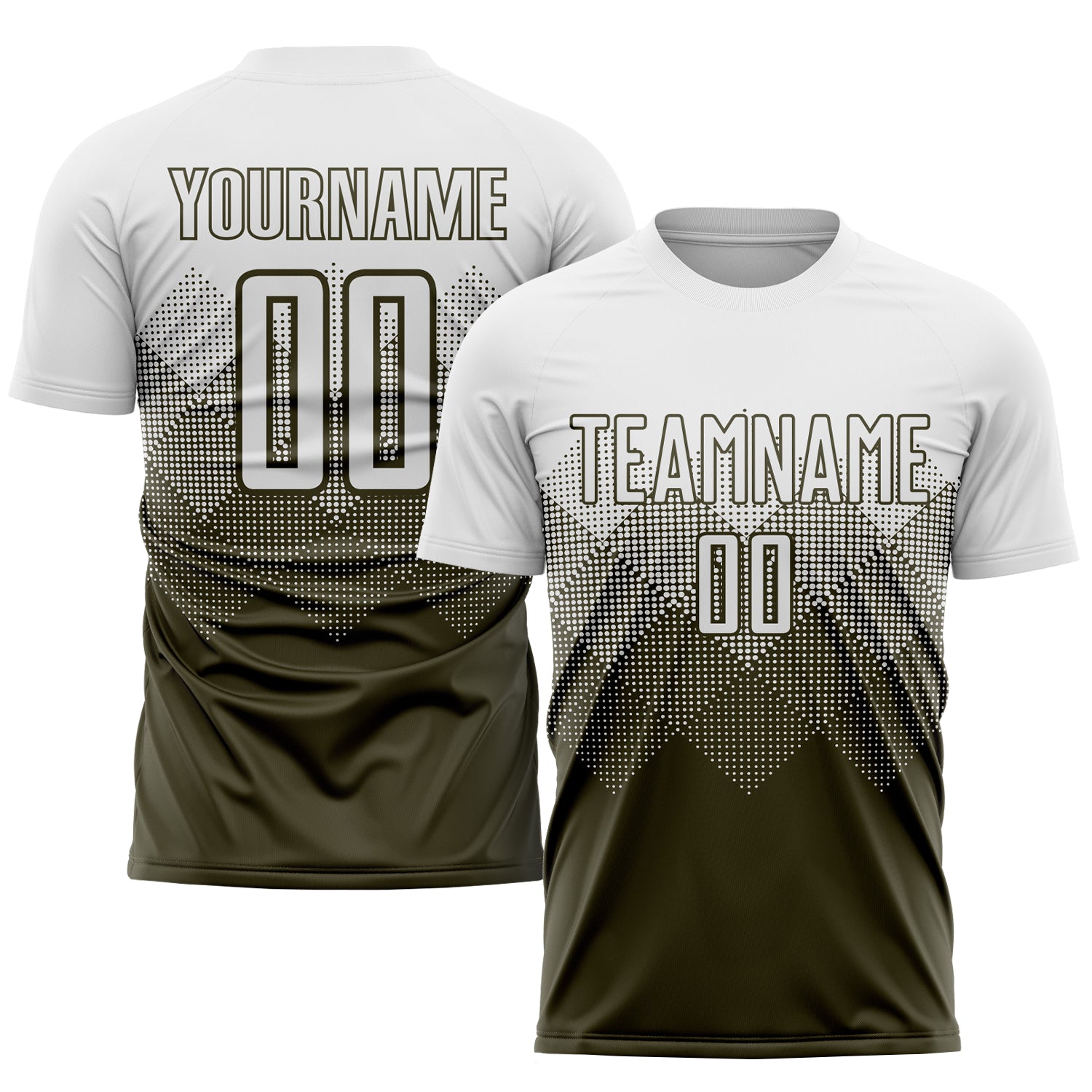 Personalized Olive White Sublimation Salute To Service Soccer Uniform Jersey Team Custom Name and Number
