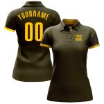 Personalized Olive Yellow Performance Salute To Service Golf Polo Shirt Team Custom Name and Number