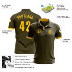 Personalized Olive Yellow Performance Salute To Service Golf Polo Shirt Team Custom Name and Number