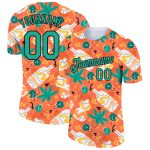 Personalized Orange Aqua-Black 3D Pattern Design Abstract Doodle Performance T-Shirt Team Custom Name and Number