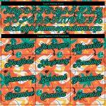 Personalized Orange Aqua-Black 3D Pattern Design Abstract Doodle Performance T-Shirt Team Custom Name and Number
