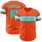 Personalized Orange Aqua-White Authentic Baseball Jersey