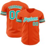 Personalized Orange Aqua-White Authentic Baseball Jersey Team Custom Name and Number