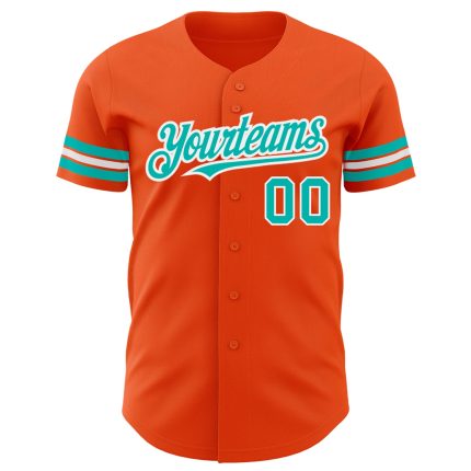 Personalized Orange Aqua-White Authentic Baseball Jersey Team Custom Name and Number