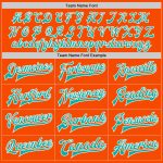 Personalized Orange Aqua-White Bomber Full-Snap Varsity Letterman Jacket Team Custom Name and Number