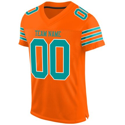 Personalized Orange Aqua-White Mesh Authentic Football Jersey