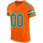 Personalized Orange Aqua-White Mesh Authentic Football Jersey Team Custom Name and Number