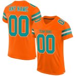 Personalized Orange Aqua-White Mesh Authentic Football Jersey Team Custom Name and Number