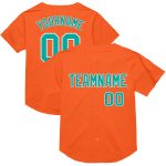 Personalized Orange Aqua-White Mesh Authentic Throwback Baseball Jersey Team Custom Name and Number