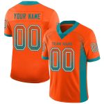 Personalized Orange Aqua-White Mesh Drift Fashion Football Jersey Team Custom Name and Number