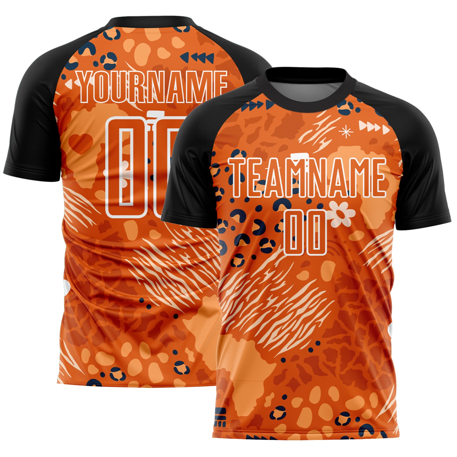 Personalized Orange Bay Orange-Black African Pattern Sublimation Soccer Uniform Jersey Team Custom Name and Number