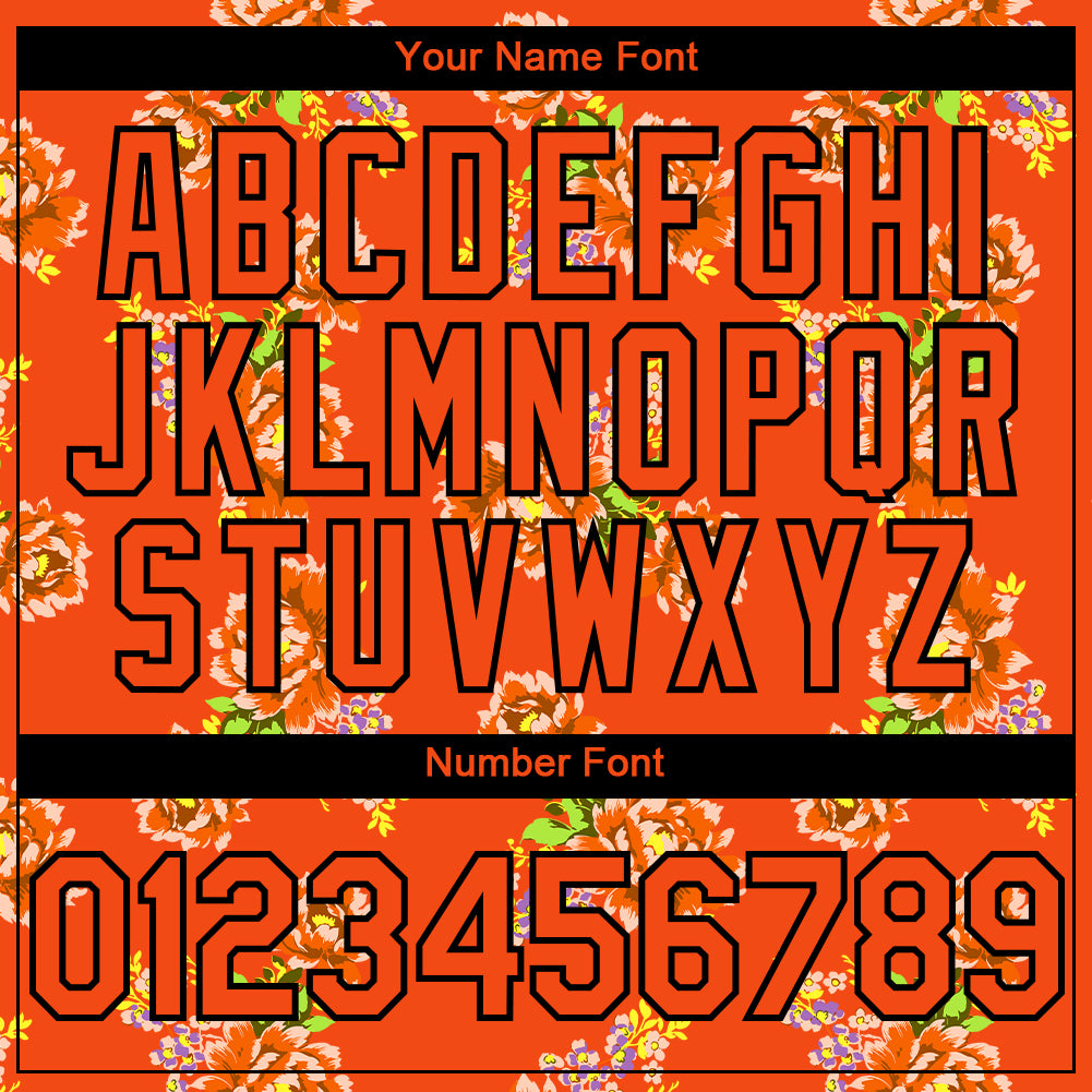 Personalized Orange Black 3D Pattern Design Northeast China Big Flower Authentic Baseball Jersey Team Custom Name and Number Personalized Orange Black 3D Pattern Design Northeast China Big Flower Authentic Baseball Jersey Team Custom Name and Number - Image 5
