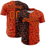 Personalized Orange Black 3D Pattern Design Rave Halloween Pumpkin Authentic Baseball Jersey Team Custom Name and Number