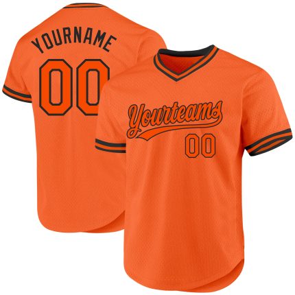 Personalized Orange Black Authentic Throwback Baseball Jersey Team Custom Name and Number