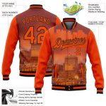 Personalized Orange Black Baltimore Inner Harbor Baltimore Maryland City Edition 3D Bomber Full-Snap Varsity Letterman Jacket Team Custom Name and Number