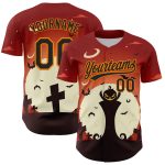 Personalized Orange Black-Bay Orange 3D Pattern Halloween Authentic Baseball Jersey Team Custom Name and Number