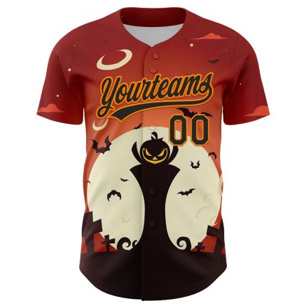 Personalized Orange Black-Bay Orange 3D Pattern Halloween Authentic Baseball Jersey Team Custom Name and Number