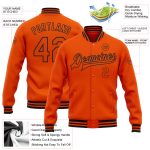 Personalized Orange Black Bomber Full-Snap Varsity Letterman Jacket