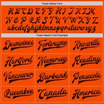Personalized Orange Black Bomber Full-Snap Varsity Letterman Jacket Team Custom Name and Number