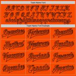 Personalized Orange Black Bomber Full-Snap Varsity Letterman Two Tone Jacket Team Custom Name and Number