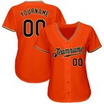 Personalized Orange Black-City Cream Authentic Baseball Jersey Team Custom Name and Number