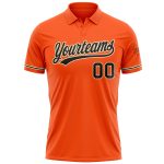 Personalized Orange Black-City Cream Performance Vapor Golf Polo Shirt Team Custom Name and Number