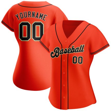 Personalized Orange Black-Cream Authentic Baseball Jersey
