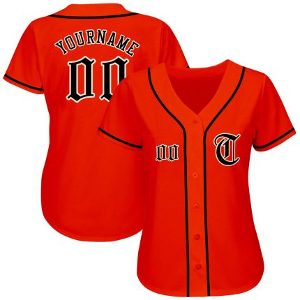 Personalized Orange Black-Cream Authentic Baseball Jersey Team Custom Name and Number