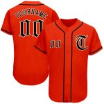 Personalized Orange Black-Cream Authentic Baseball Jersey Team Custom Name and Number