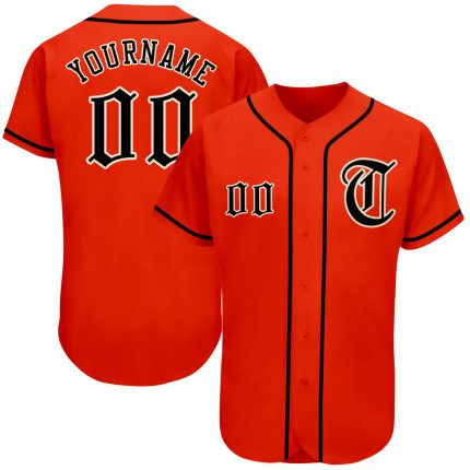 Personalized Orange Black-Cream Authentic Baseball Jersey Team Custom Name and Number