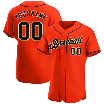 Personalized Orange Black-Cream Authentic Baseball Jersey