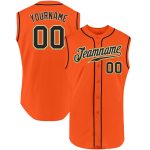 Personalized Orange Black-Cream Authentic Sleeveless Baseball Jersey Team Custom Name and Number