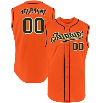 Personalized Orange Black-Cream Authentic Sleeveless Baseball Jersey Team Custom Name and Number