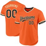 Personalized Orange Black-Cream Authentic Throwback Baseball Jersey Team Custom Name and Number