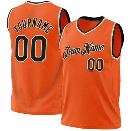 Personalized Orange Black-Cream Authentic Throwback Basketball Jersey