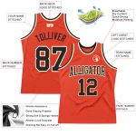 Personalized Orange Black-Cream Authentic Throwback Basketball Jersey Team Custom Name and Number