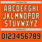 Personalized Orange Black-Cream Bomber Full-Snap Varsity Letterman Two Tone Jacket Team Custom Name and Number