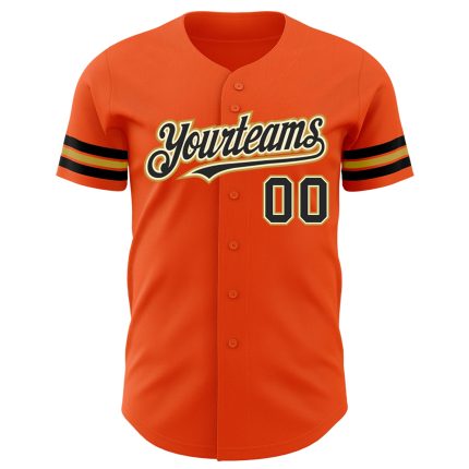 Personalized Orange Black Cream-Old Gold Authentic Baseball Jersey
