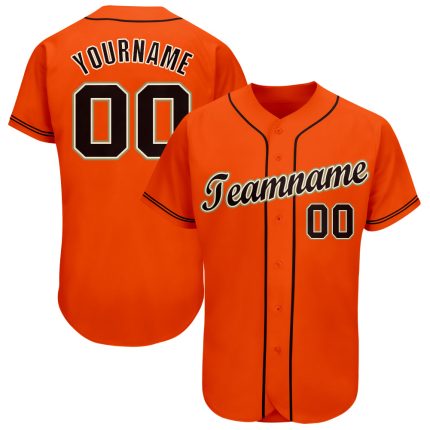Personalized Orange Black Cream-Old Gold Baseball Jersey Team Custom Name and Number