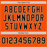 Personalized Orange Black Cream-Old Gold Bomber Full-Snap Varsity Letterman Two Tone Jacket Team Custom Name and Number