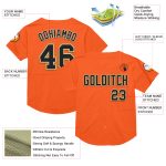 Personalized Orange Black Cream-Old Gold Mesh Authentic Throwback Baseball Jersey