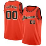 Personalized Orange Black-Cream Round Neck Rib-Knit Basketball Jersey Team Custom Name and Number