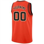 Personalized Orange Black-Cream Round Neck Rib-Knit Basketball Jersey Team Custom Name and Number