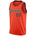 Personalized Orange Black-Cream Round Neck Rib-Knit Basketball Jersey Team Custom Name and Number