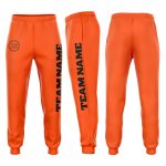 Personalized Orange Black Fleece Jogger Sweatpants Team Custom Name and Number