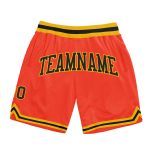 Personalized Orange Black-Gold Authentic Throwback Basketball Shorts Team Custom Name and Number